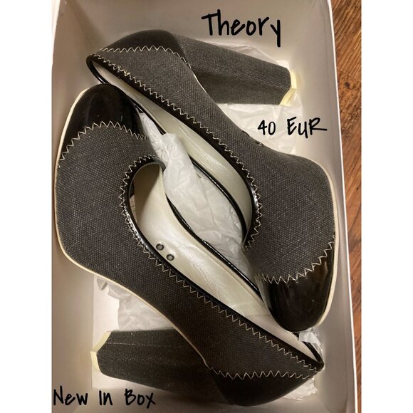 Theory Women's Black & Grey Heels Size 40 New In Box - Picture 1 of 8